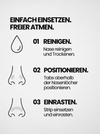 Anleitung zur Anwendung der airly. Performance Nasal Strips in drei Schritten