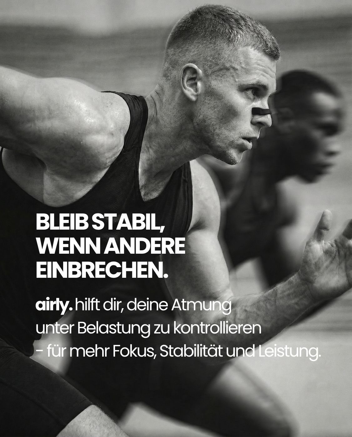 Athlet trägt airly. Performance Nasal Strips beim Laufen