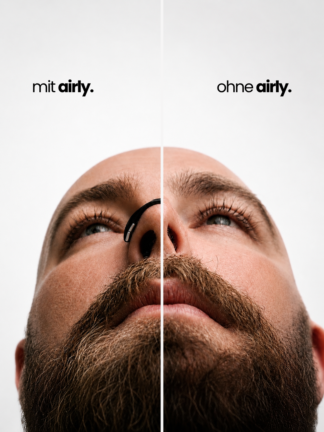 Vergleich der Nasenatmung mit und ohne airly. Performance Nasal Strips